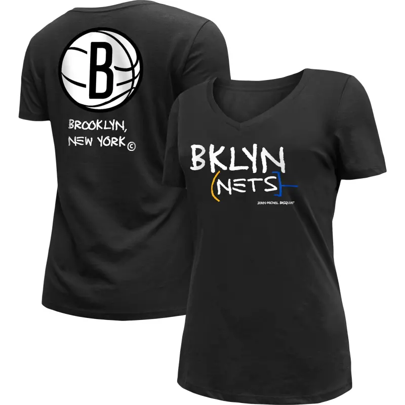 women8217s brooklyn nets new era black 202223 city edition v-neck t-shirt
