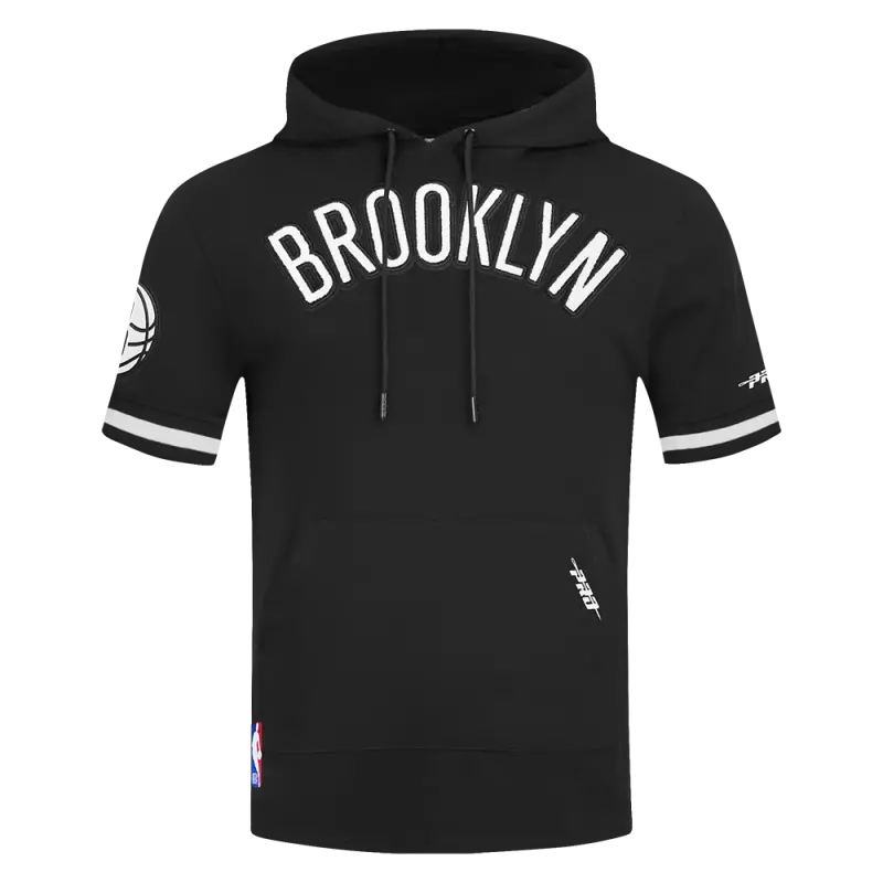 nba brooklyn nets classic mens chenille dk ss po hoodie black