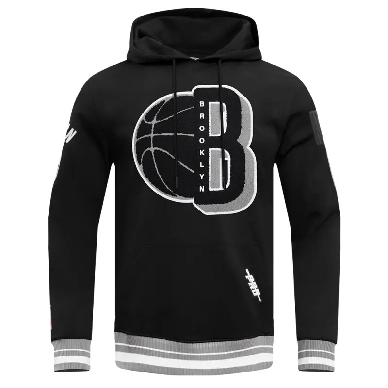 nba brooklyn nets mashup mens rib pullover hoodie blackgray